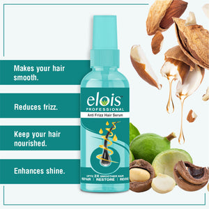 Elois Professional Anti Frizz Hair Serum with Keratin - Smooth & Shine Hair Serum for Men & Women - Frizz Control & Damage Repair - Ideal for Dry, Color-Treated Hair