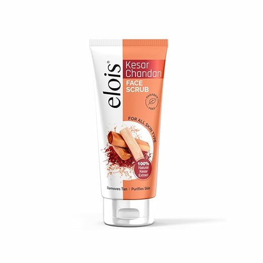 Elois Kesar Chandan Face Scrub for Exfoliation, Deep Cleansing, Blackhead Removal And Pore Minimization Glowing for men and women 100 gm