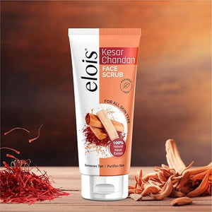 Elois Kesar Chandan Face Scrub for Exfoliation, Deep Cleansing, Blackhead Removal And Pore Minimization Glowing for men and women 100 gm