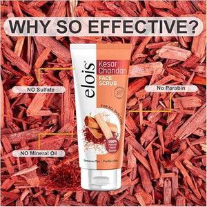 Elois Kesar Chandan Face Scrub for Exfoliation, Deep Cleansing, Blackhead Removal And Pore Minimization Glowing for men and women 100 gm