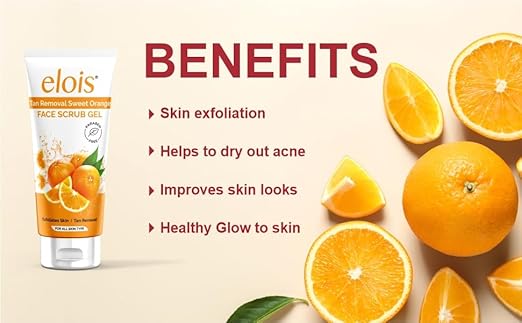Elois Tan Removal Brightening & Revitalizing Face Scrub Gel with Vitamin C Suitable for All Skin Types | 100g