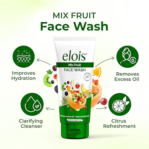 Elois Mix Fruit Face Wash with Green Apple and Strawberry Extract, Deep nourishment and Hydration for Radiant Skin Naturally, Remove Excess Oil, For Men & Women 100gm