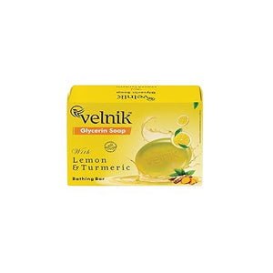 Velnik Glycerin Soap With Lemon and Turmeric Bathing Bar Soap for Soft, Glowing, Moisturizes Skin & Body, Paraben-Free Body Soaps For Bath Ideal for Men & Women 100 GM (Pack of 3,4 & 6)