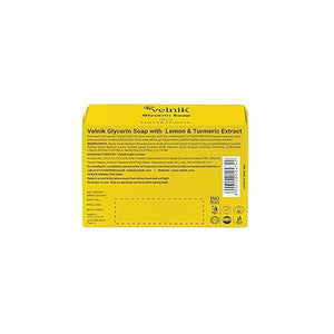 Velnik Glycerin Soap With Lemon and Turmeric Bathing Bar Soap for Soft, Glowing, Moisturizes Skin & Body, Paraben-Free Body Soaps For Bath Ideal for Men & Women 125 GM (Pack of 3,4 & 6)