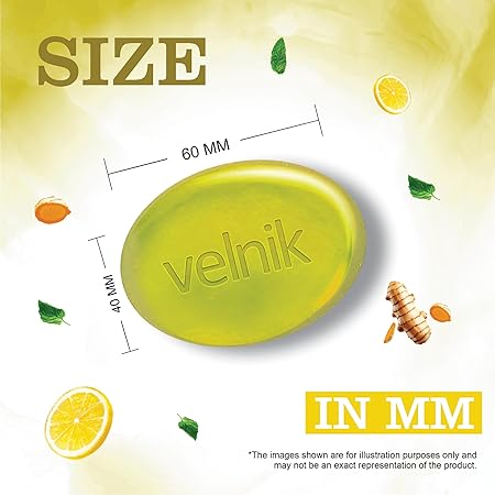 Velnik Glycerin Soap With Lemon and Turmeric Bathing Bar Soap for Soft, Glowing, Moisturizes Skin & Body, Paraben-Free Body Soaps For Bath Ideal for Men & Women 100 GM (Pack of 3,4 & 6)
