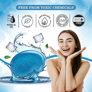 Velnik Glycerin Soap With Mint Gentle Cleansing Hydrates Refreshment Skin Body Wash for Women & Men with Skin Conditioners for Radiant Glow & Moisturised Suitable for All Skin Types 125 gm (Pack Of 3, 4 & 6)