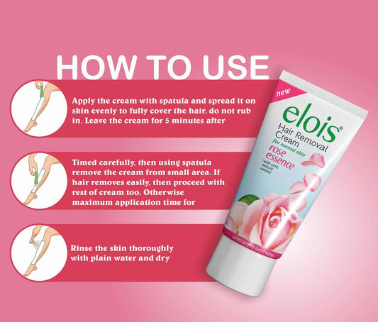 Elois Hair Removal Cream for Women & Girls | Hair Remover Cream for Bikini Area & Private Parts | Silky Soft Skin with Rose, Aleo Vera and Papaya Essence | For Legs, Underarms & Arms