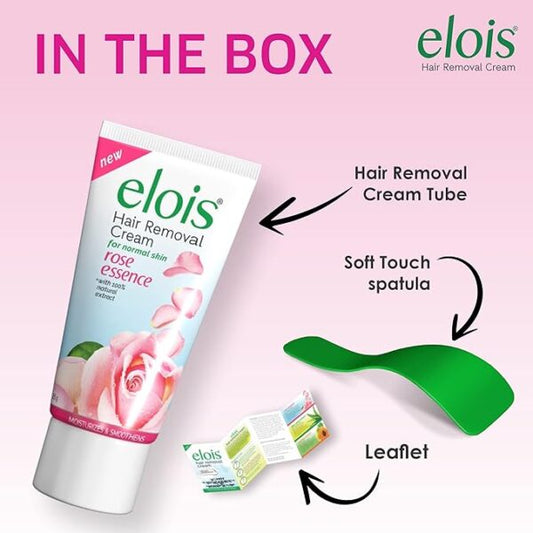 Elois Hair Removal Cream for Women & Girls | Hair Remover Cream for Bikini Area & Private Parts | Silky Soft Skin with Rose Essence | For Legs, Underarms & Arms – 25g