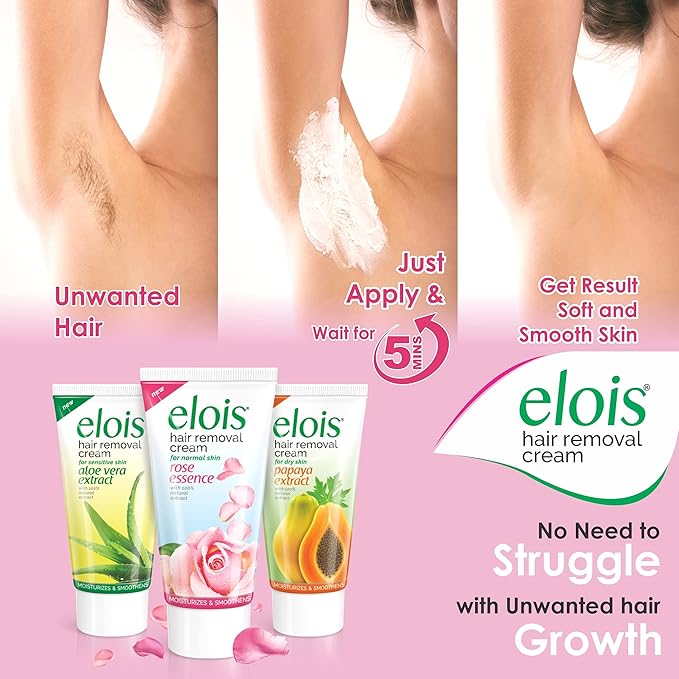 Elois Hair Removal Cream for Women & Girls | Hair Remover Cream for Bikini Area & Private Parts | Silky Soft Skin with Rose Essence | For Legs, Underarms & Arms – 25g