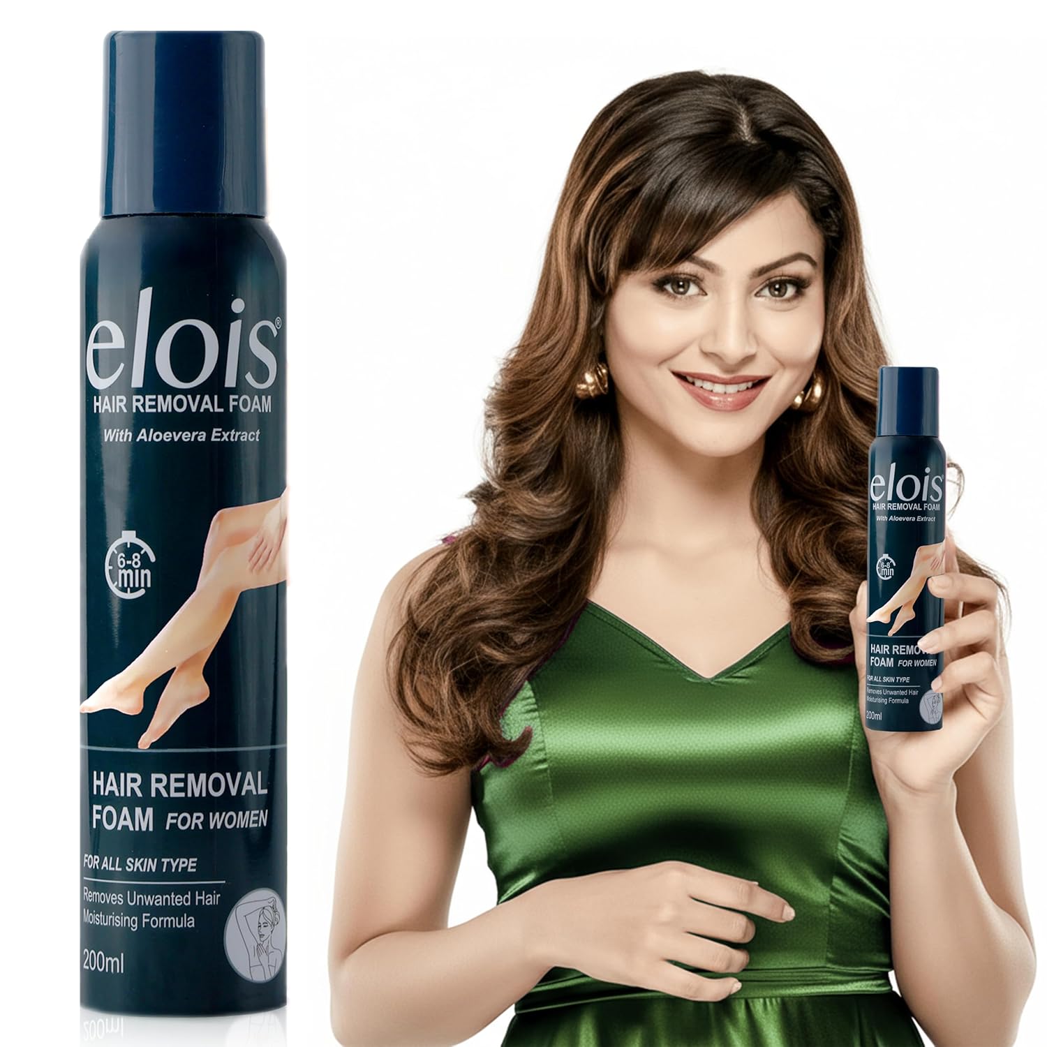 Elois Hair Removal Foam Spray For Women Painless Hair Removal For Arms Underarms Legs & Bikini Line With Aloevera Extract Suitable For All Skin Type 200ml (Pack of 1 & 2, Aleo Vera)