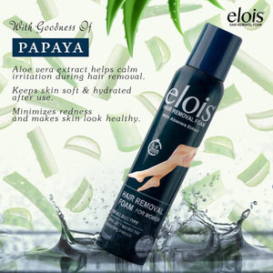 Elois Hair Removal Foam Spray For Women Painless Hair Removal For Arms Underarms Legs & Bikini Line With Aloevera Extract Suitable For All Skin Type 200ml (Pack of 1 & 2, Aleo Vera)