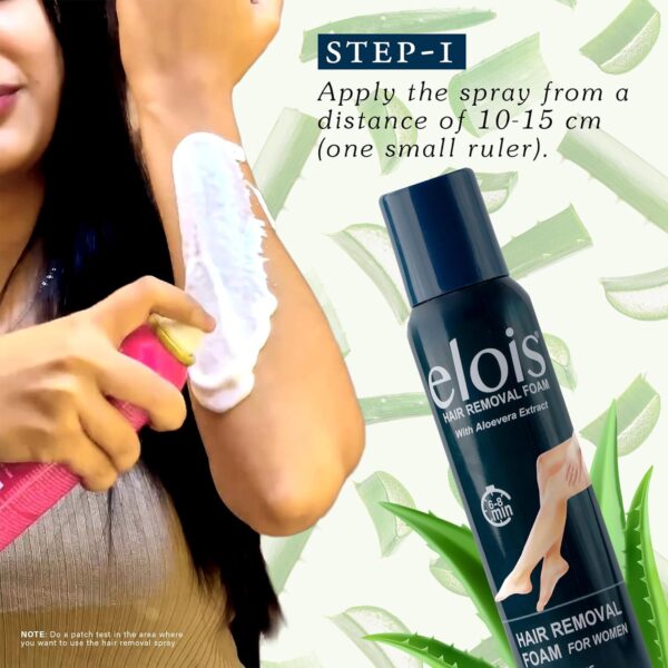 Elois Hair Removal Foam Spray For Women Painless Hair Removal For Arms Underarms Legs & Bikini Line With Aloevera Extract Suitable For All Skin Type 200ml (Pack of 1 & 2, Aleo Vera)