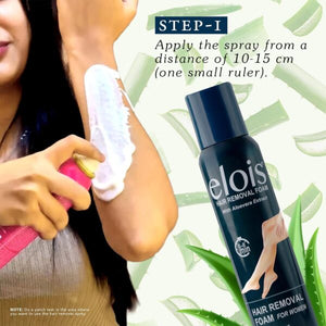 Elois Hair Removal Foam Spray For Women Painless Hair Removal For Arms Underarms Legs & Bikini Line With Aloevera Extract Suitable For All Skin Type 200ml (Pack of 1 & 2, Aleo Vera)