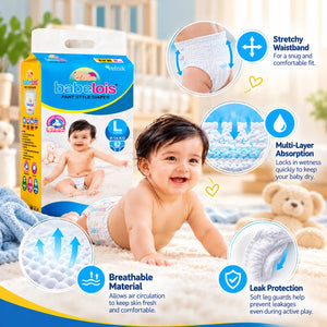 Babelois Baby Diaper Deal – 2 Large Pant Style Diaper Packs + 1 Small Pack Free