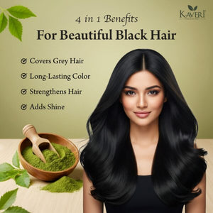 Kaveri Professional Herbi Natuiral Natural Black Henna Hair Color – Hair Color Mehndi For Men Women – No Ammonia Enriched With Vital Herbs 10Gm (1 Box – 6 Packs)