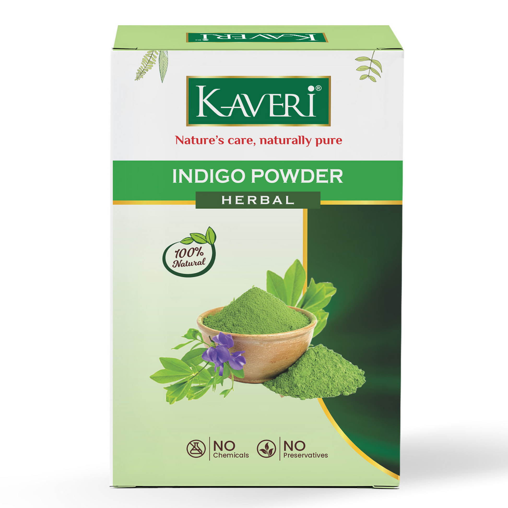 Kaveri Herbal & Organic Indigo Powder for Natural Black Hair Color Chemical-Free Helps Protect Hair from Damage and Supports Healthy Hair 200g