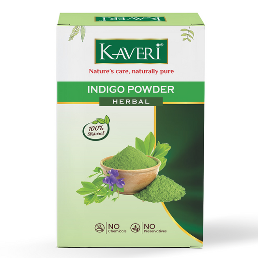 Kaveri Herbal & Organic Indigo Powder for Natural Black Hair Color Chemical-Free Helps Protect Hair from Damage and Supports Healthy Hair 200g