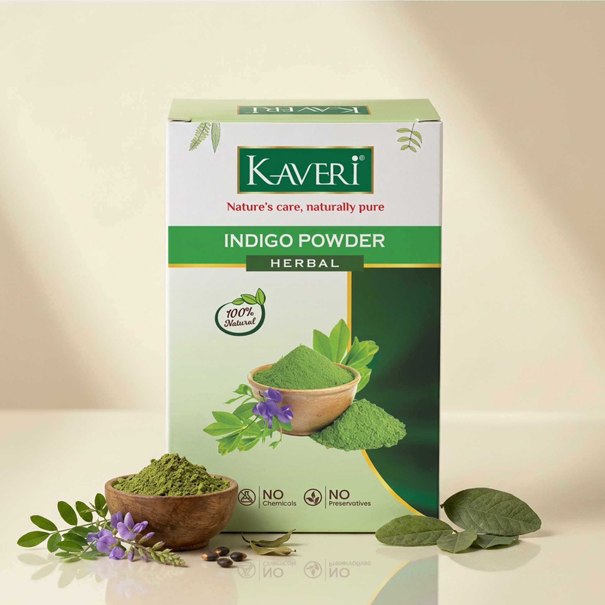 Kaveri Herbal & Organic Indigo Powder for Natural Black Hair Color Chemical-Free Helps Protect Hair from Damage and Supports Healthy Hair 200g