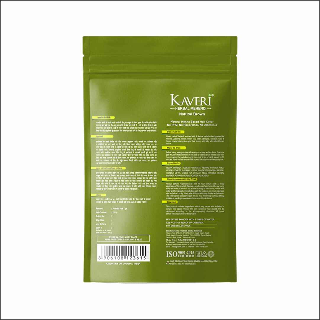 KAVERI HERBAL MEHENDI – Natural Brown Henna Hair Color (55 gm Pack of 4)