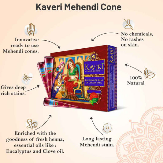 Kaveri Mehendi Cone - Premium Henna for Deep Color - Pack of 2