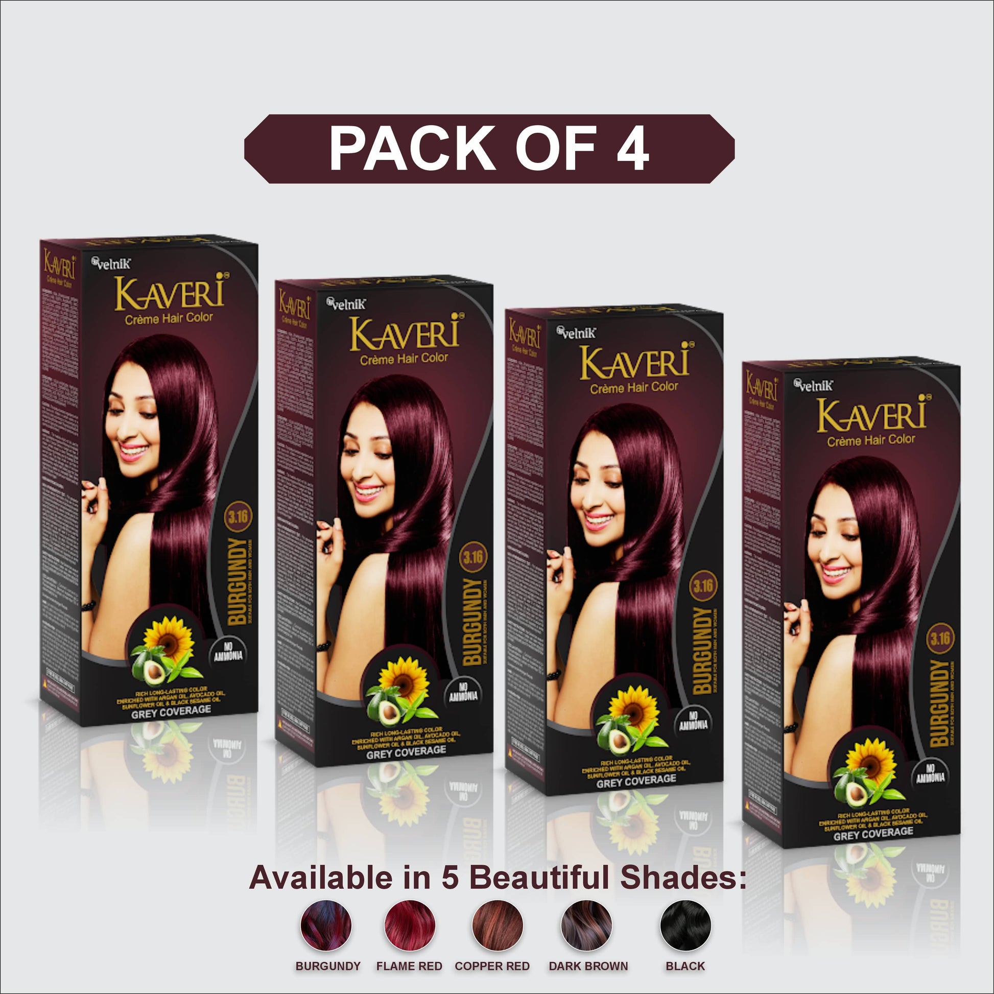 Kaveri Crème Hair Color - Long Lasting Hair Color  (Pack of 4)