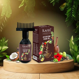 Kaveri Ayurvedic Hair Oil for Hair Regrowth, Hair Fall Control & Scalp Nourishment – 100% Herbal Formula with 11 Natural Ingredients.