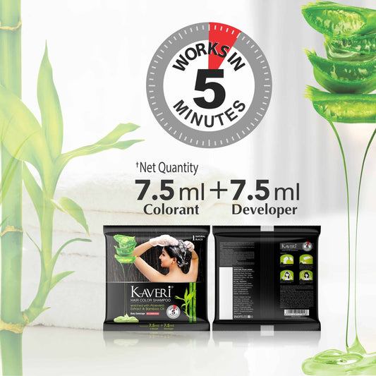 Kaveri Hair Color Shampoo - 15ml Black (Pack of 12)