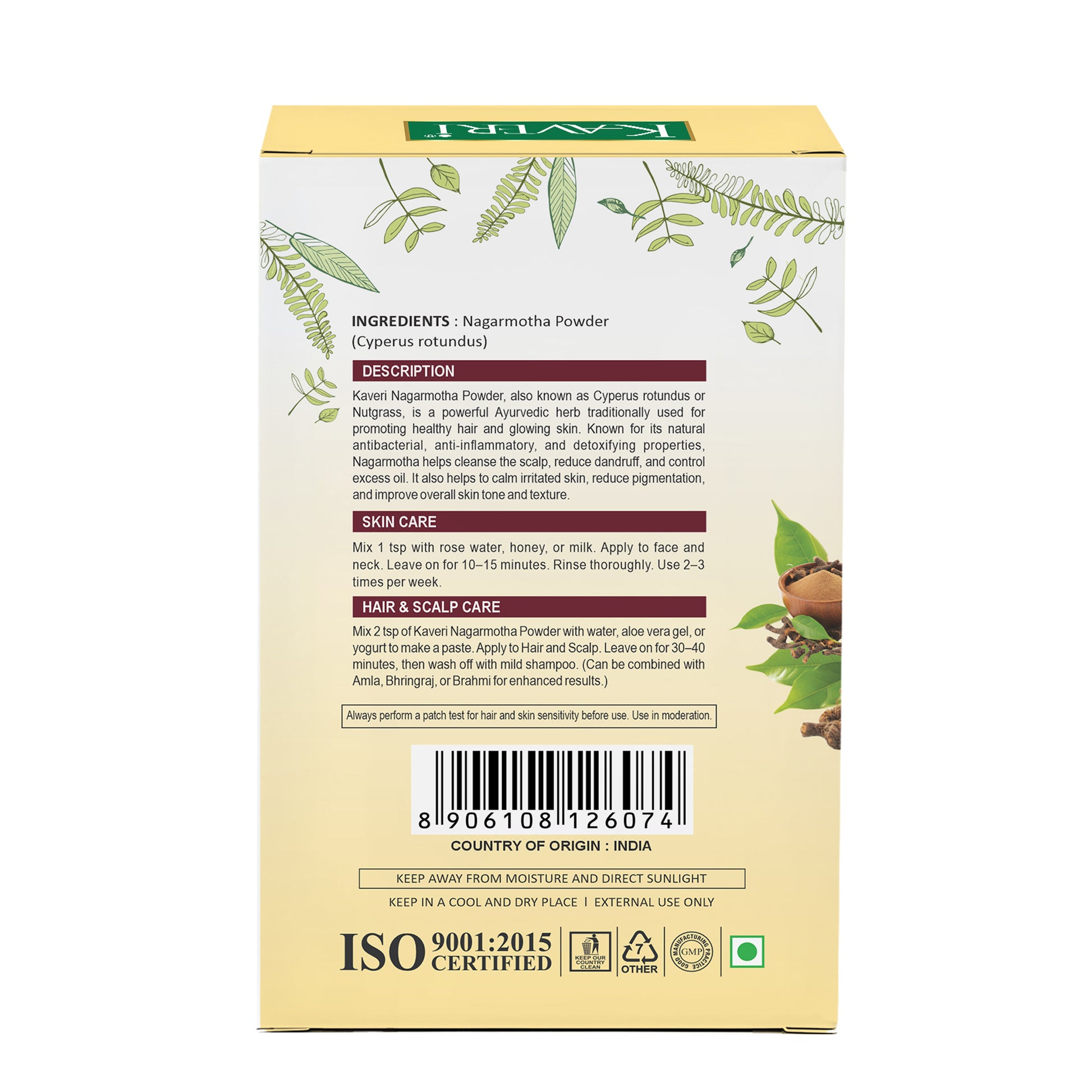 Kaveri Nagarmotha Powder for Skin & Hair Care |Natural Cyperus Rotundus Powder | Herbal Face Pack & Hair Mask | Helps Control Excess Oil & Dandruff | Chemicals & Preservatives Free 200g
