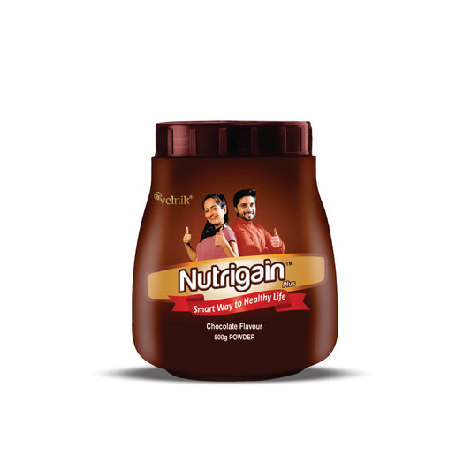 Nutrigain Plus – Ayurvedic Power Shake for Healthy Weight Gain | Ayurveda + Taste = Perfect Weight Gain | Chocolate Flavour Gainer | 500g