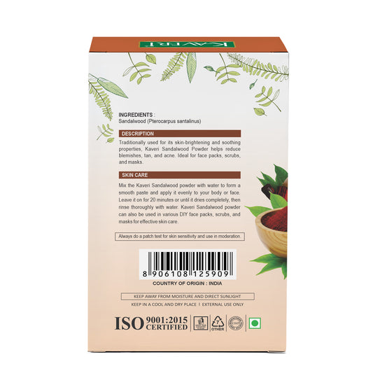 Kaveri Organic Red Sandalwood Face Pack Powder Natural for Skin Brightening, Acne, Blemishes, Pigmentation Removal - 200gm