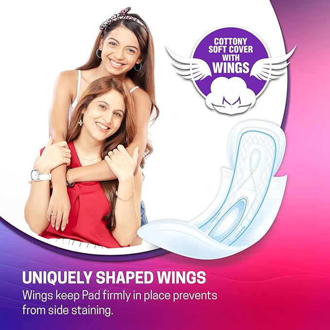 Elois Sanitary Pad for Women Girls Ultra Soft Cotton Period Pads for Women | 40 Soft Cotton Pads for All day Ultra Comfort | Locks Heavy flow | Prevent Rashes | Odour Control – XL (280mm) (Pack of 2)