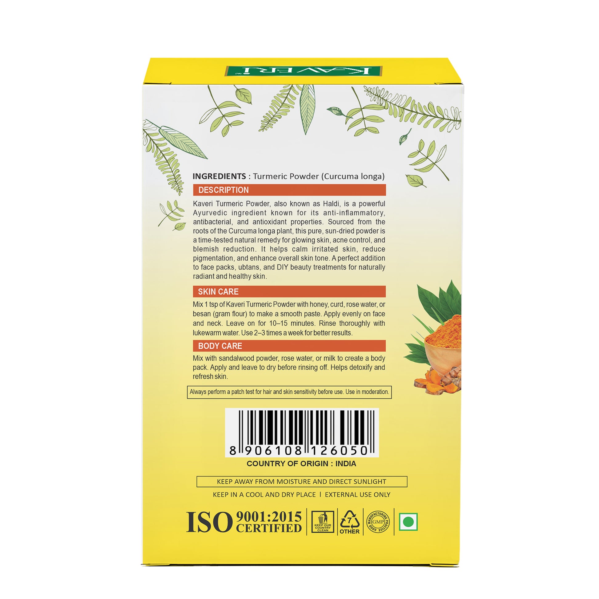 Kaveri Turmeric Powder for Face & Skin Care |Pure Natural Herbal Haldi Powder | DIY Face Pack for Glowing Skin | No Chemicals & Preservatives| 200gm