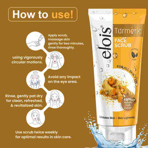 Elois Turmeric Face Scrub – Natural Exfoliating Face Wash for Glowing & Radiant Skin (Buy 1 Get 1 Free)