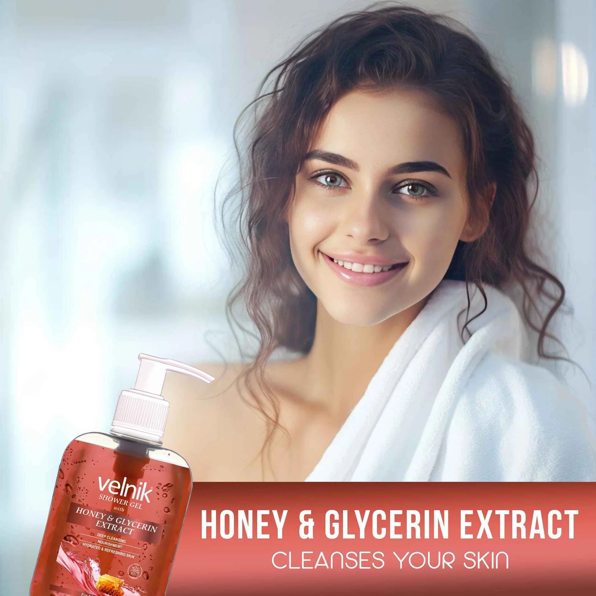 Velnik Shower Gel with Honey & Glycerin Extract | 250ml | Pack Of 3