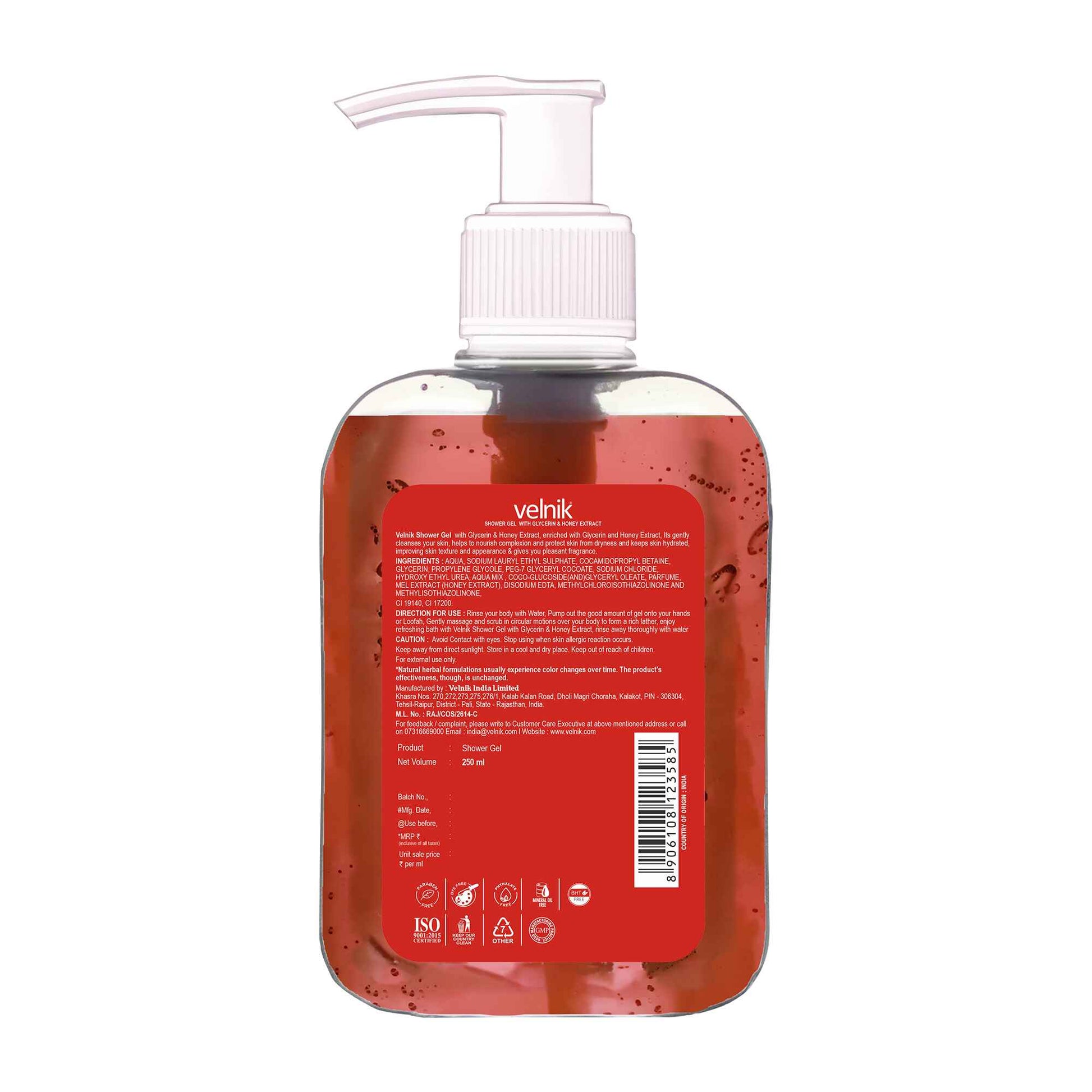 Velnik Shower Gel with Honey & Glycerine Extract (Buy 1 Get 1 Free)