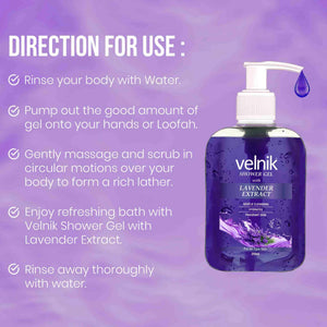 Velnik Shower Gel with Lavender Extract | 250ml | Pack Of 3