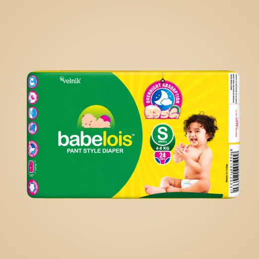 Babelois Pant Style Diapers for Babies| New Baby Diapers with Cottony Soft Advance Gel Technology | Overnight Absorption (S, L, M, 24, count)