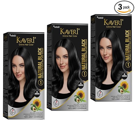 Kaveri Creme Hair Color - Organic Hair Colour With Grey Coverage - Long Lasting Conditioning Hair Color - For Natural Looking Results