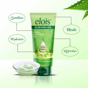 Elois Aloe Vera Gel fresh Soothing Moisturizer for Face, Skin, Hair and Sunburn Relief, Natural Hydrating Gel for All Skin Types, Paraben-Free, Non-Greasy 100ml