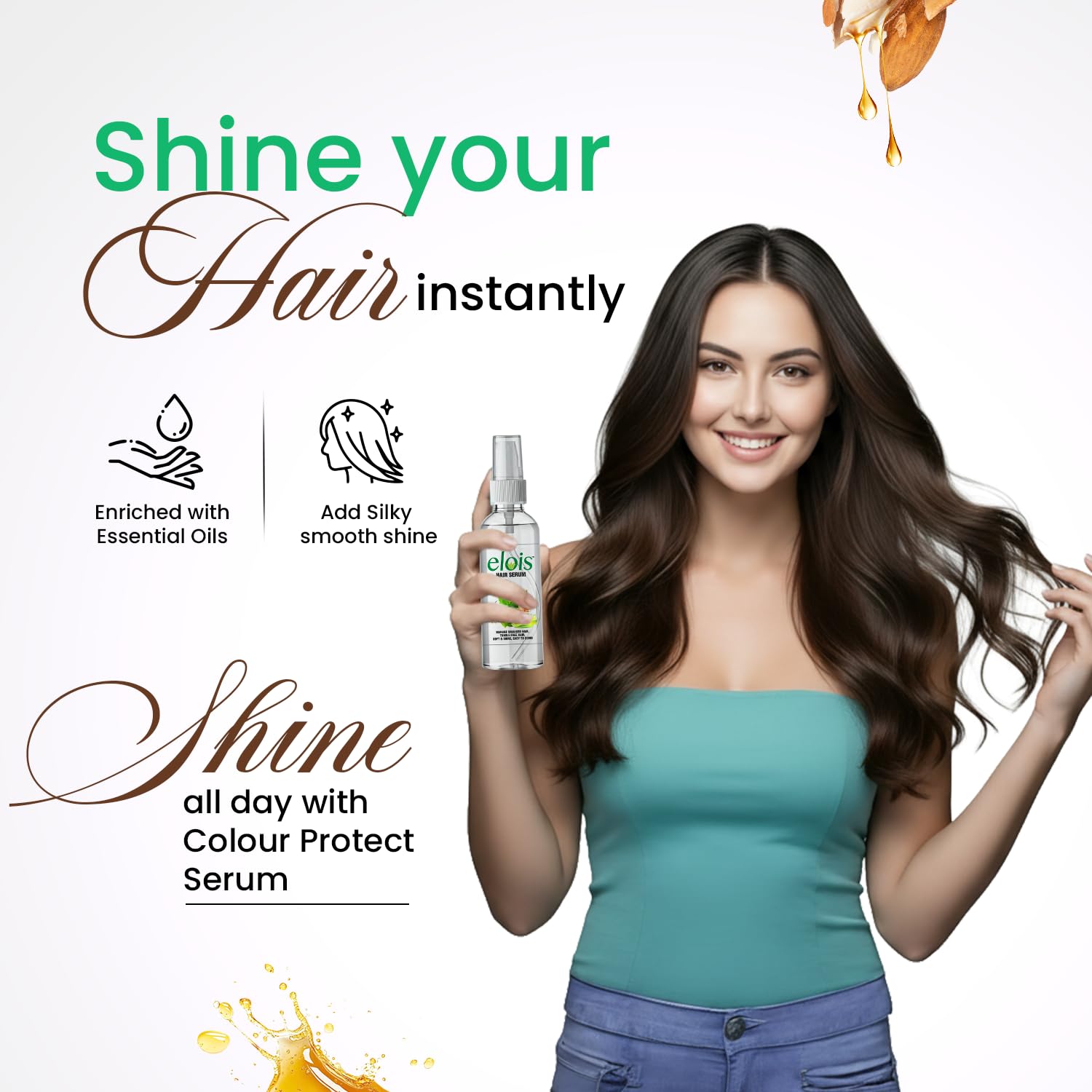 Elois Professional Aloe Vera Hair Serum with Keratin – Smooth & Shine Hair Serum for Men & Women – Frizz Control & Damage Repair – Ideal for Dry, Color-Treated Hair – 45 ml & 100 ml