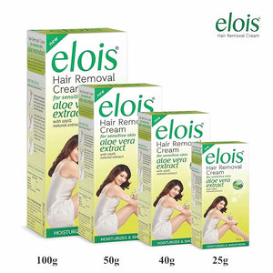 Elois Hair Removal Cream for Women & Girls | Hair Remover Cream for Bikini Area & Private Parts | Silky Soft Skin with Aleo Vera Essence | For Legs, Underarms & Arms - 50g (Pack of 1, 2, 4, 6, 8)