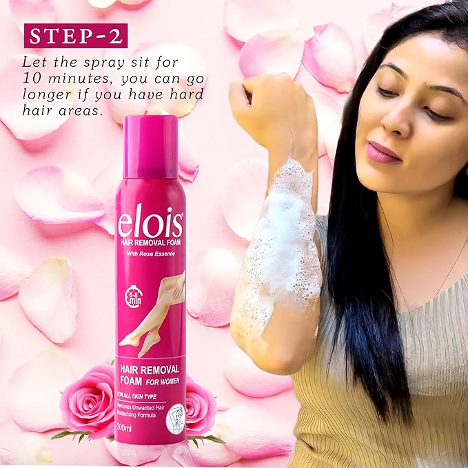 Elois Rose Hair Removal Foam Spray for Women 200ml (Pack of 1 & 2)