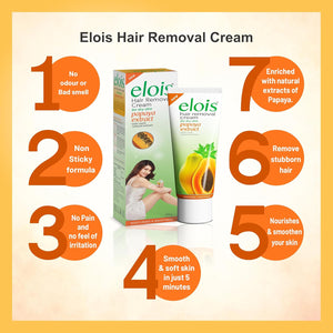 Elois Hair Removal Cream for Women & Girls | Hair Remover Cream for Bikini Area & Private Parts | Silky Soft Skin with Papaya Essence | For Legs, Underarms & Arms – 100g (Pack of 2)