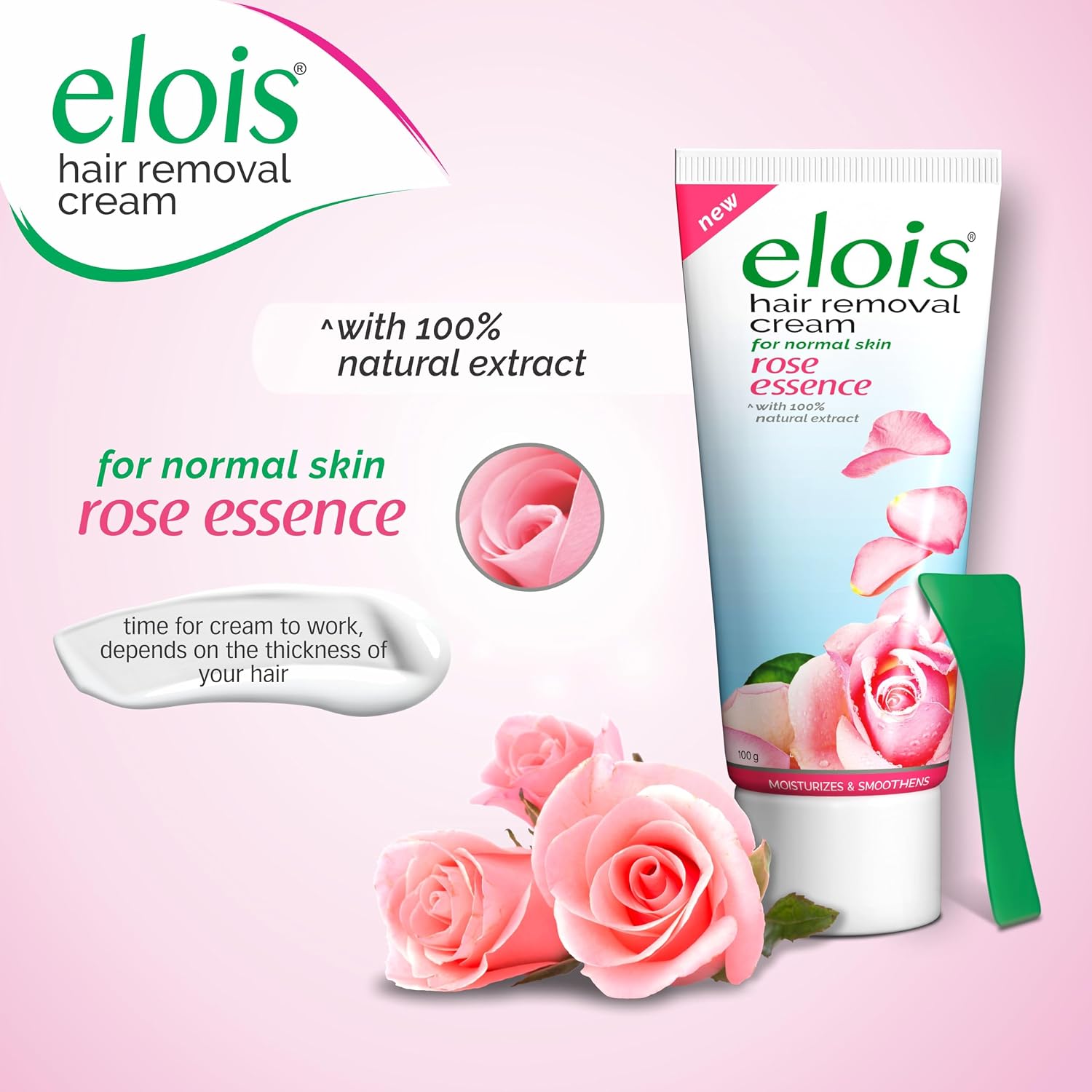 Elois Hair Removal Cream for Women & Girls | Hair Remover Cream for Bikini Area & Private Parts | Silky Soft Skin with Rose Essence | For Legs, Underarms & Arms – 100g (Pack of 2)