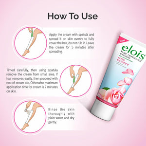 Elois Hair Removal Cream for Women & Girls | Hair Remover Cream for Bikini Area & Private Parts | Silky Soft Skin with Rose Essence | For Legs, Underarms & Arms – 100g (Pack of 2)