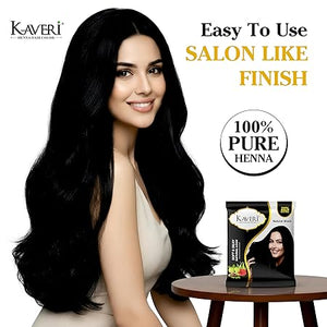 KAVERi Natural Black Henna Hair Color |Hair Color Dye For Men Women|No Ammonia Enriched With Vital Herbs 10Gm