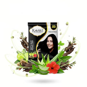 KAVERi Natural Black Henna Hair Color |Hair Color Dye For Men Women|No Ammonia Enriched With Vital Herbs 10Gm