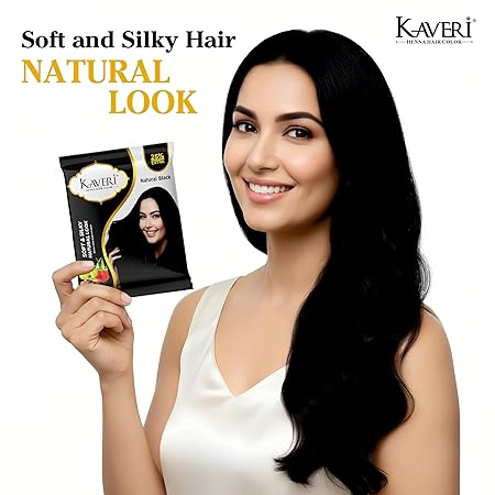 KAVERi Natural Black Henna Hair Color |Hair Color Dye For Men Women|No Ammonia Enriched With Vital Herbs 10Gm