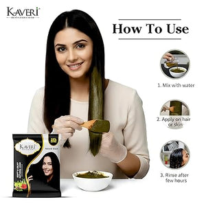 KAVERi Natural Black Henna Hair Color |Hair Color Dye For Men Women|No Ammonia Enriched With Vital Herbs 10Gm