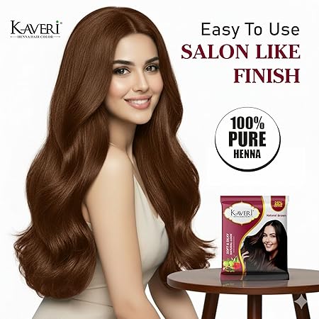 Kaveri Henna-Based Hair Color Natural Brown for Men & Women | No Ammonia, Enriched with Vital Herbs | Long-Lasting Hair Dye | 15g